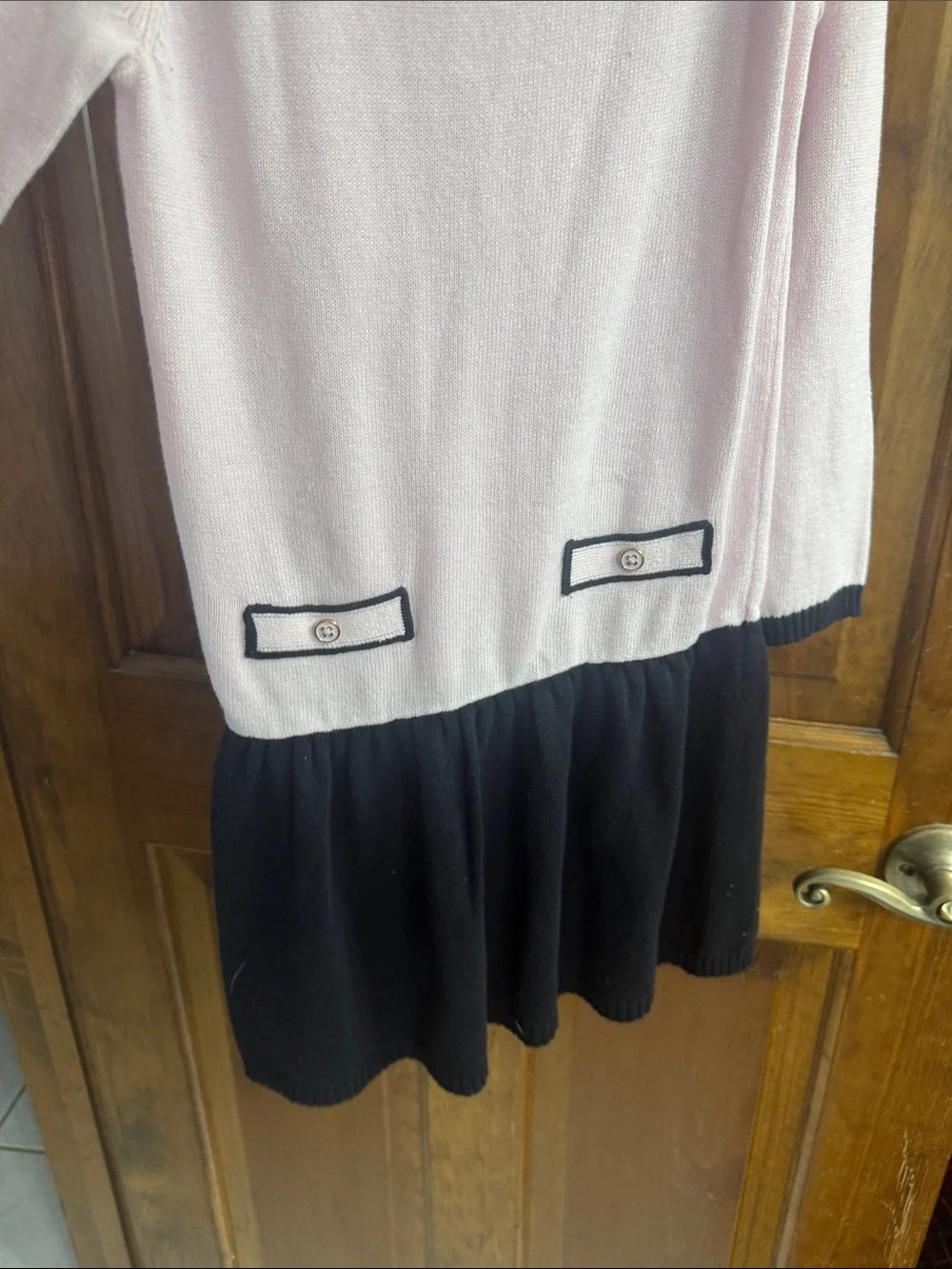 Gymboree Pink and Black Long Sleeve Bow-Trim Dress